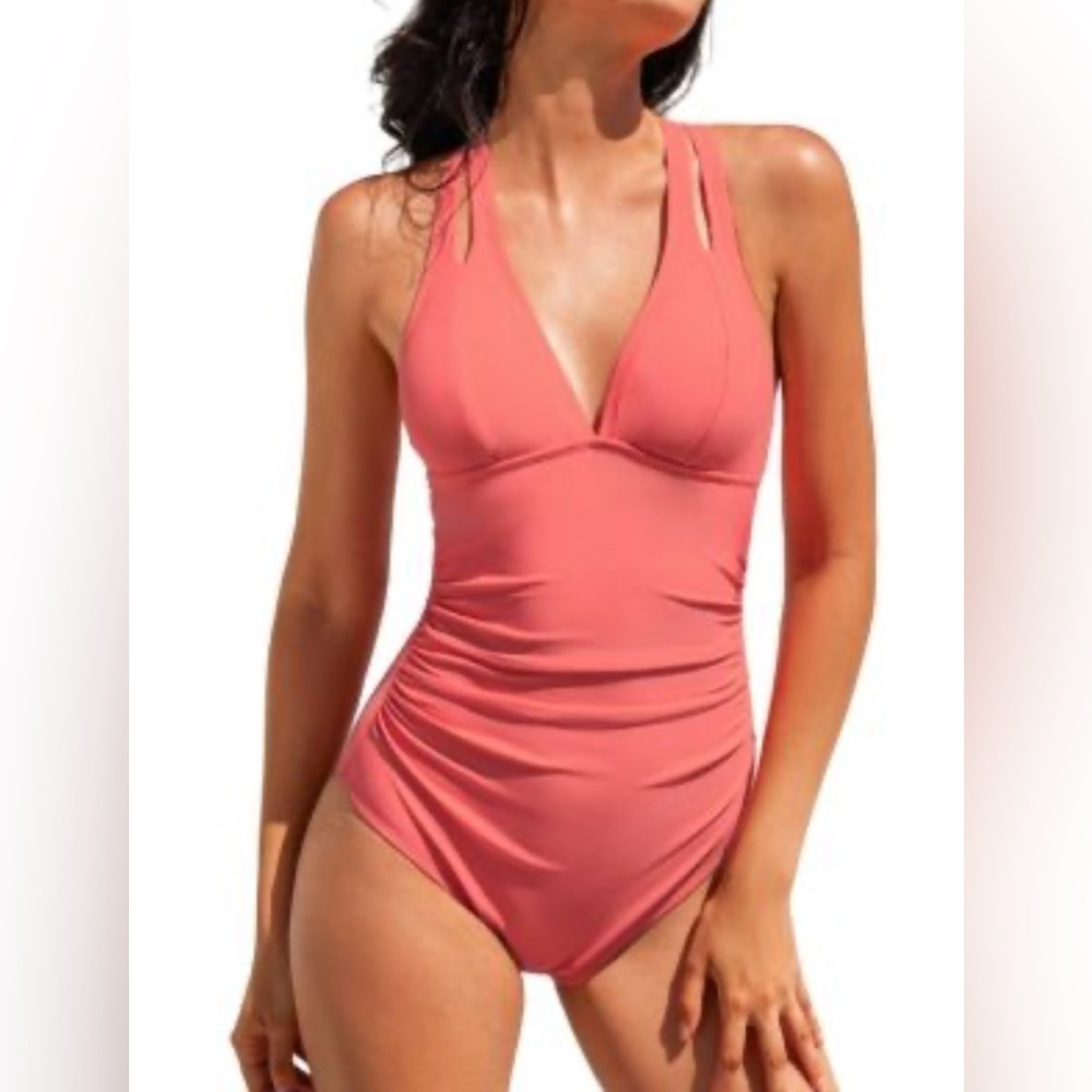 La Blanca One Piece Swimsuit - Size L orange summer pool sun